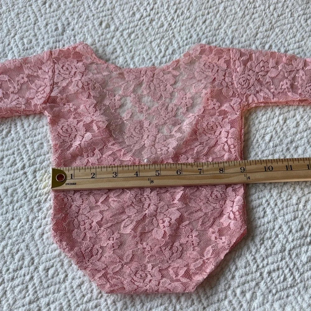 Baby Girl Lace Romper Bodysuit Photography Props Outfit Pink